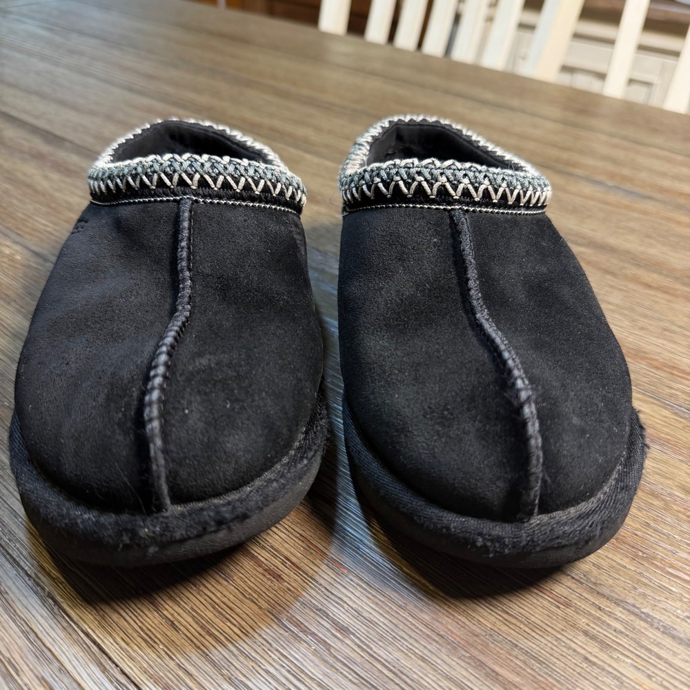 UGG Tasman Black Suede Sheepskin Lined Slip On Clog Slippers Women's 6 - Picture 3 of 12
